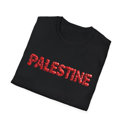 Palestine - Bubbly Red Hearts Typography T-Shirt