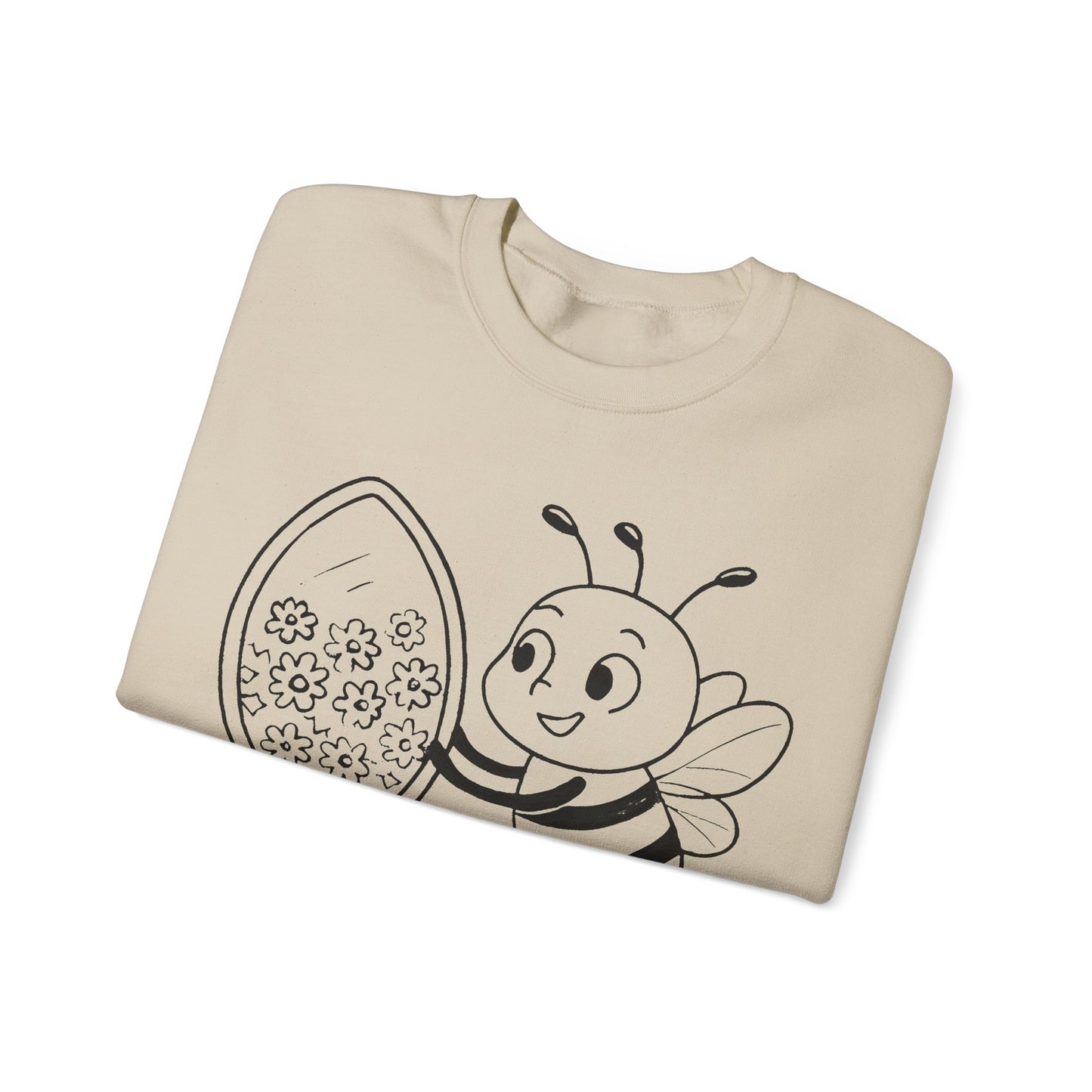 Believe In Yourself  - Chalkboard Playful Bee Gazes into Leaf Mirror Sweatshirt