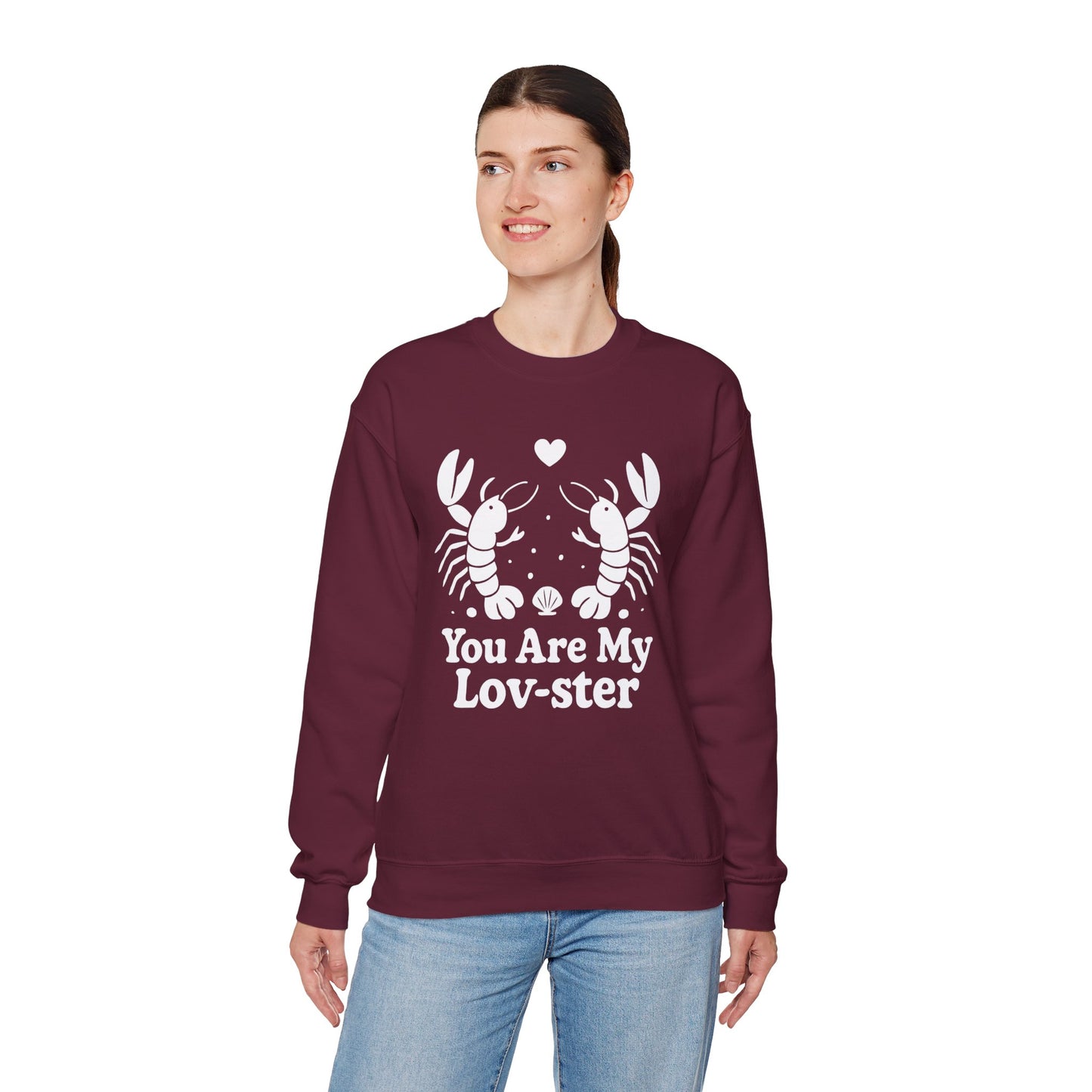 You Are My Lov-ster - White Retro Cartoon of a Couple Lobsters Sweatshirt
