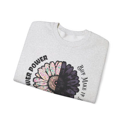Flower Power but Make it Moody - Symmetrical Flower of Contrasting Design Sweatshirt