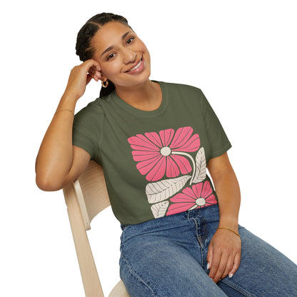 Vibrant Boho Flowers Minimalistic T-Shirt