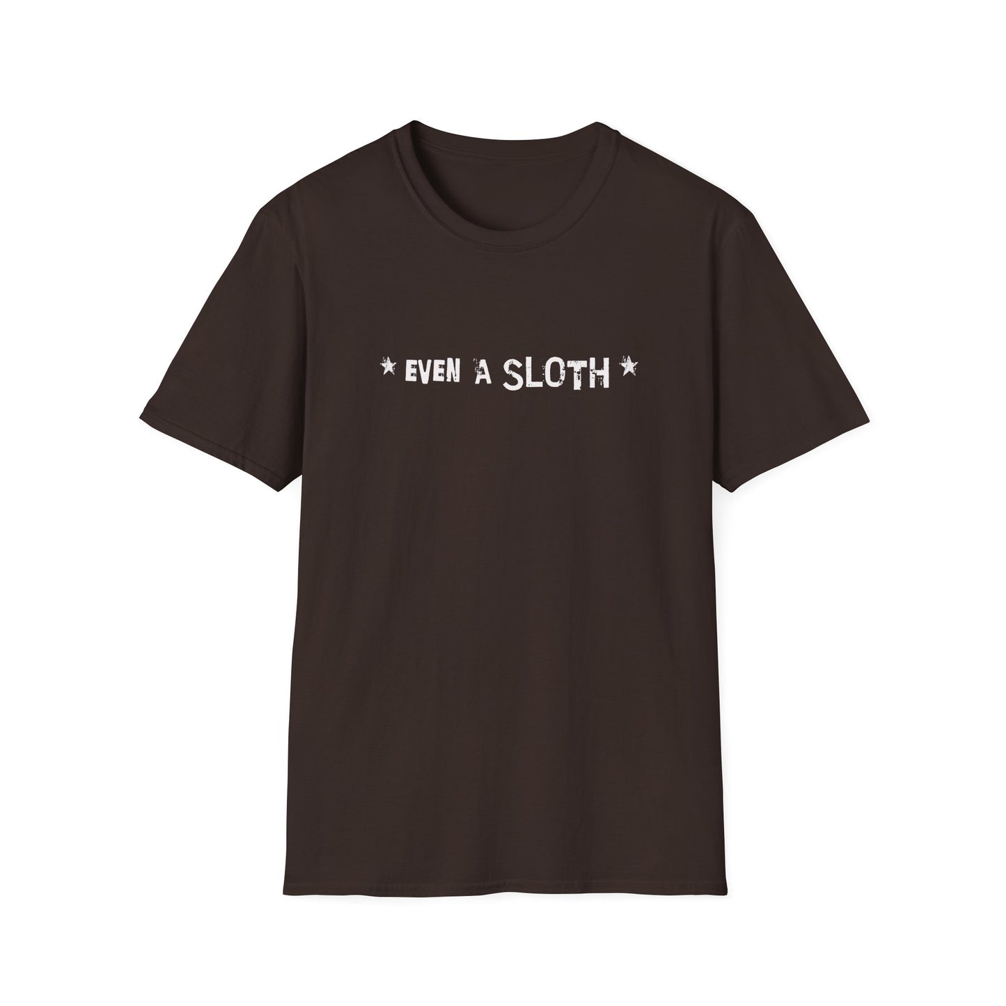 Even A Sloth In A Sneaker Can Takeover The World Eventually - Monochrome Sloth Distressed Front and Back Design T-Shirt