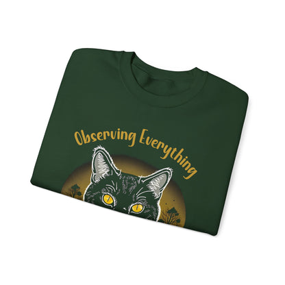 Observing Everything, Emotionally Invested in Nothing - Playful Cat Staring Sweatshirt