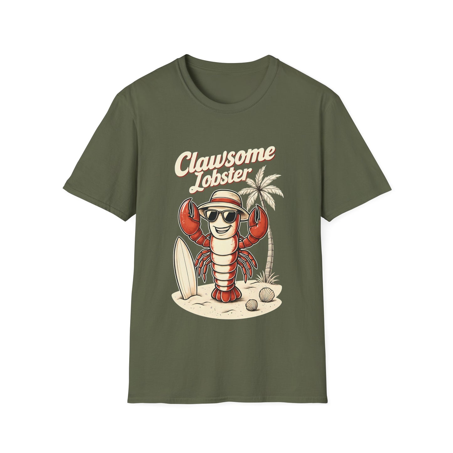 Clawsome Lobster T-Shirt - Lobster with Sunglasses Enjoying Beach Design