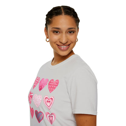 Grid of Different Pink Heart Patterns T-Shirt