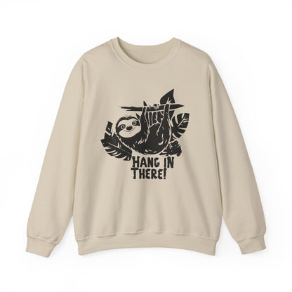 Hang In There! - Playful Minimalistic Sloth Silhouette Hanging Upside Down Sweatshirt