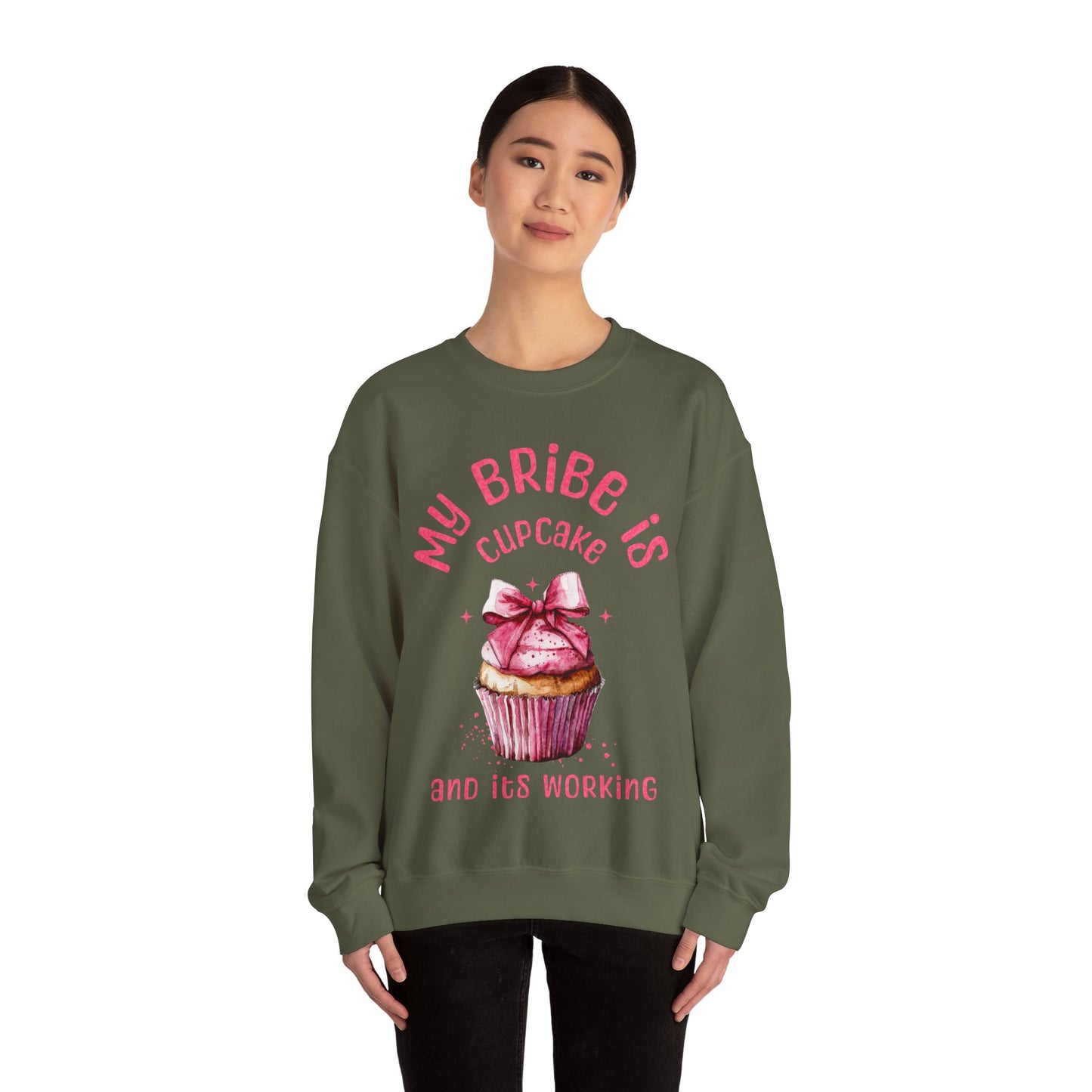 My Bribe Cupcake Makes and its working -  Watercolor Pink Cupcake Sweatshirt
