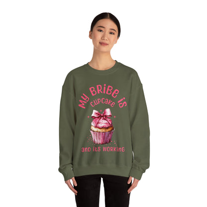 My Bribe Cupcake Makes and its working -  Watercolor Pink Cupcake Sweatshirt