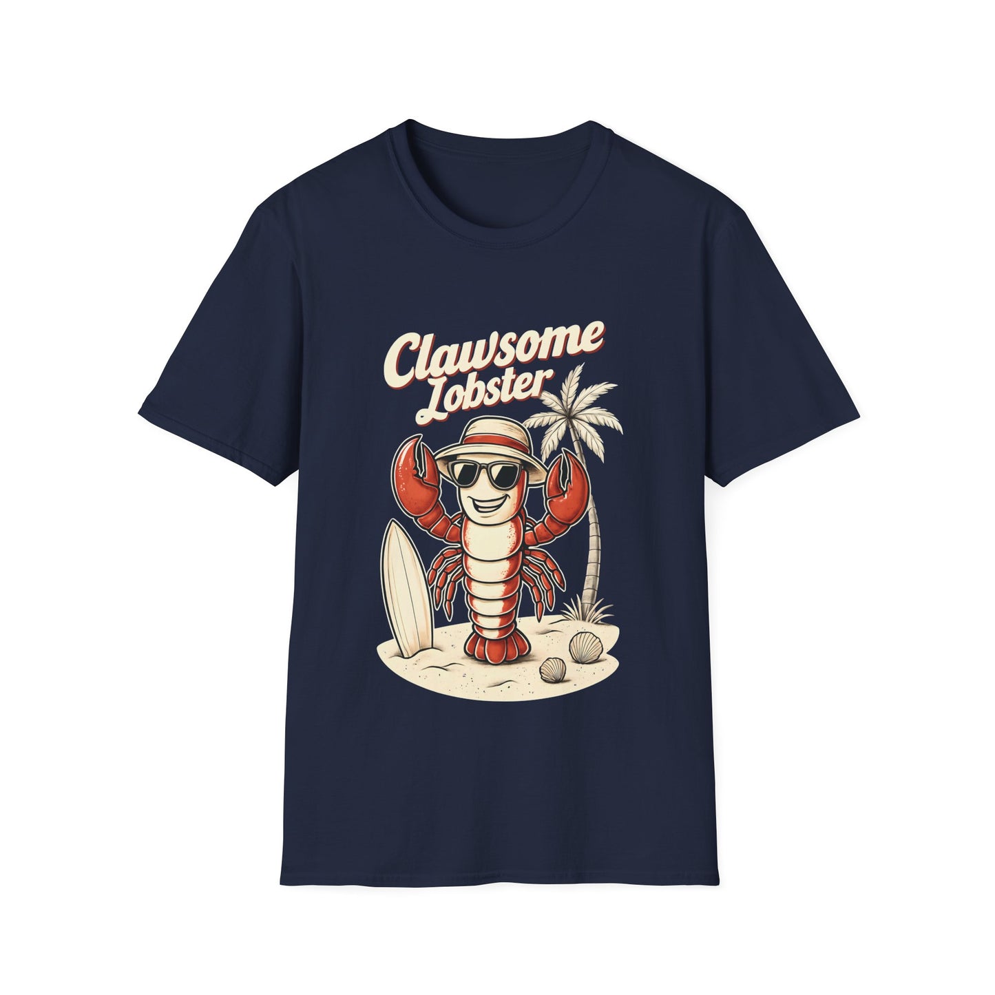 Clawsome Lobster T-Shirt - Lobster with Sunglasses Enjoying Beach Design