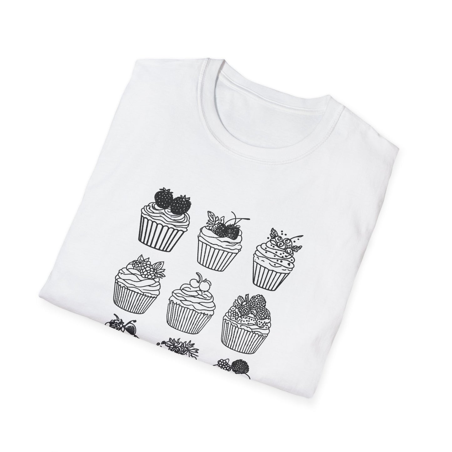 Monochrome Minimalistic Cupcake Grid T-Shirt