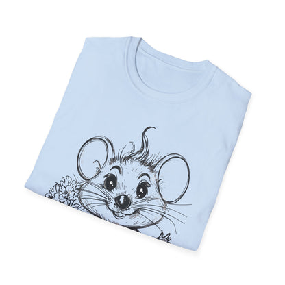 Have A Mice-Day T-Shirt - Mouse Holding Flowers Design