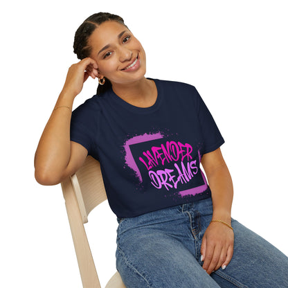 Lavender Dreams T-Shirt - Bold Graffiti Pink Typography Design