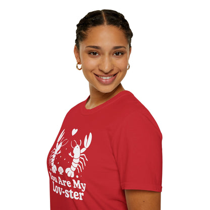 You Are My Lov-ster T-Shirt - White Cartoon of a Couple Lobsters Design