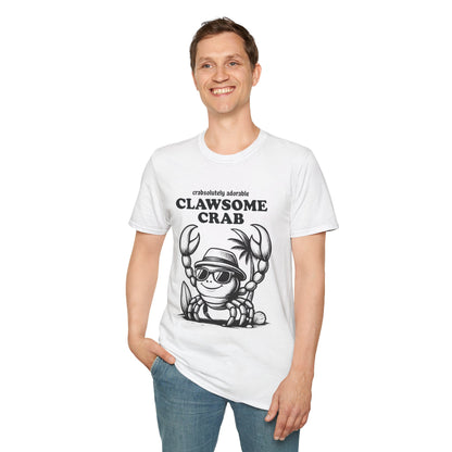 Crabsolutely Adorable Clawsome Crab  - Playful Cartoon Crab With Sunglasses And Palm Tree T-Shirt