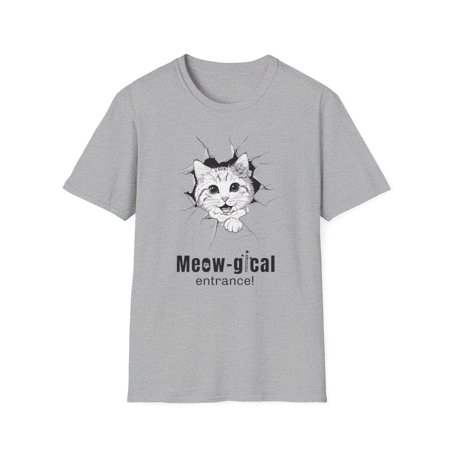 Meow-gical Entrance! - Playful Cute Kitten Breaking through Wall T-Shirt
