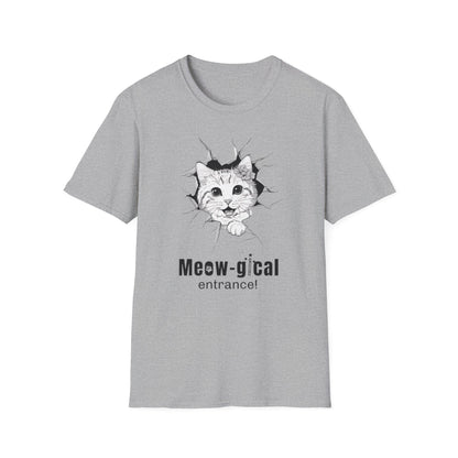 Meow-gical Entrance! - Playful Cute Kitten Breaking through Wall T-Shirt