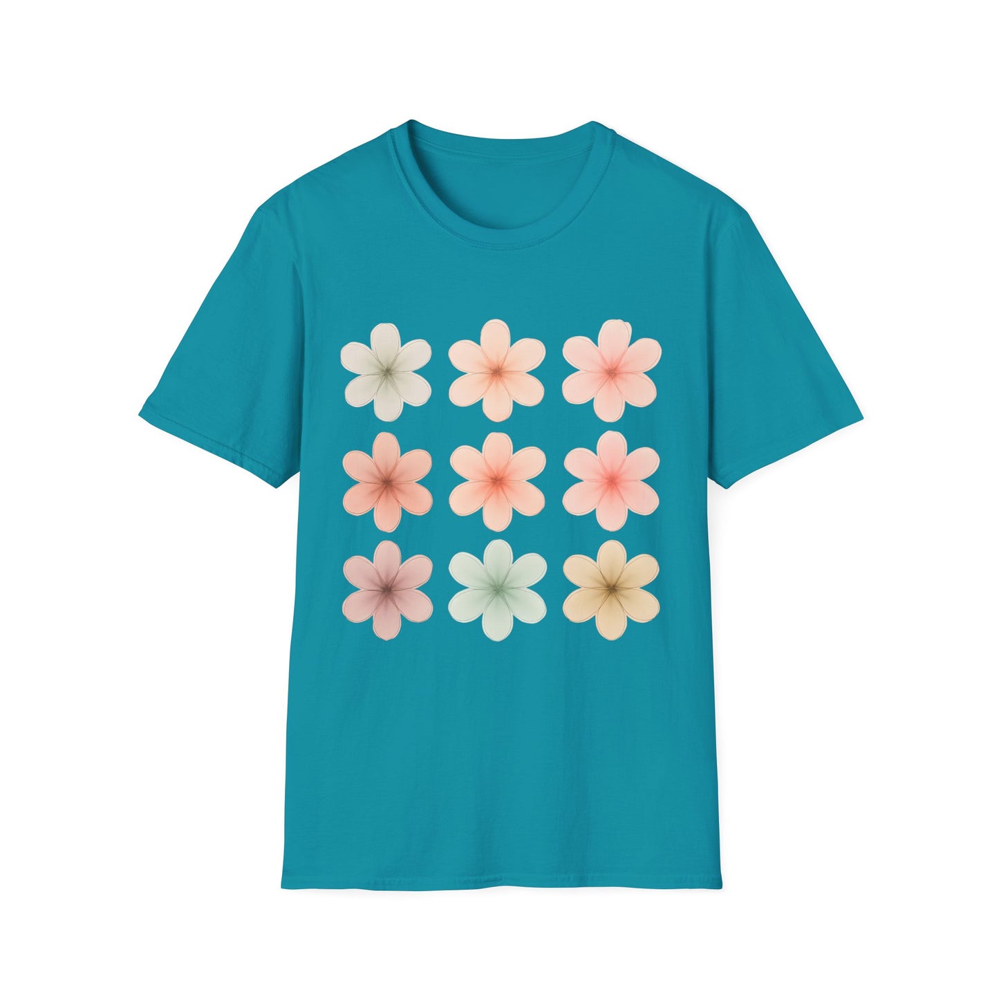 Soft Pastel Flowers Grid T-Shirt