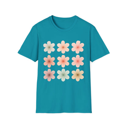 Soft Pastel Flowers Grid T-Shirt