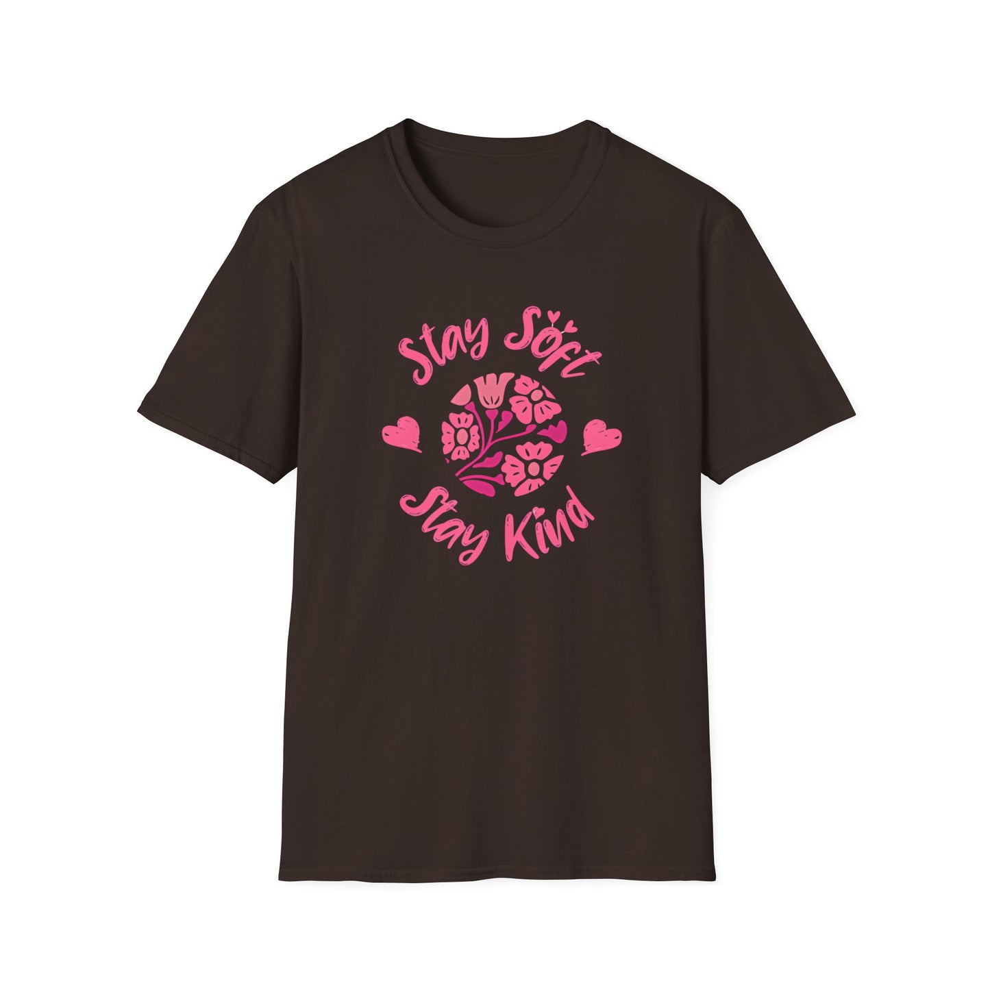 Stay Soft Stay Kind - Vibrant Boho Pink Flowers T-Shirt
