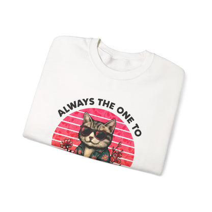 Always The One To Cause Adorable Chaos Everywhere - Vibrant Sunset Playful Cat on Skateboard Sweatshirt