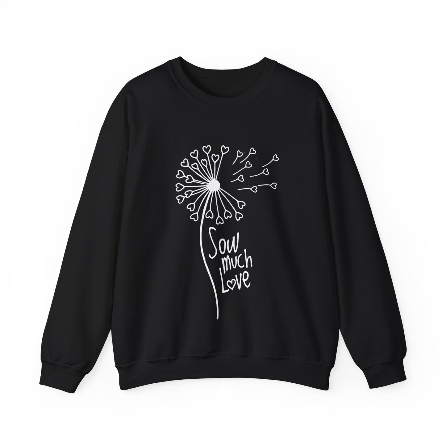 So (Sow) much love - Playful Minimalistic Dandelion with Heart Shapes Sweatshirt