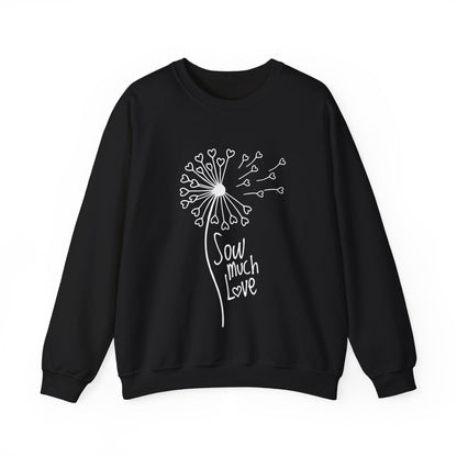 So (Sow) much love - Playful Minimalistic Dandelion with Heart Shapes Sweatshirt