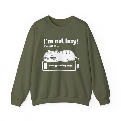 I'm not lazy, I'm Just In Energy Saving Mode - Playful Silhouette Cat On Battery Sweatshirt