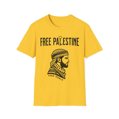 Free Palestine Free World - Man Wearing Palestinian Kuffiyah
