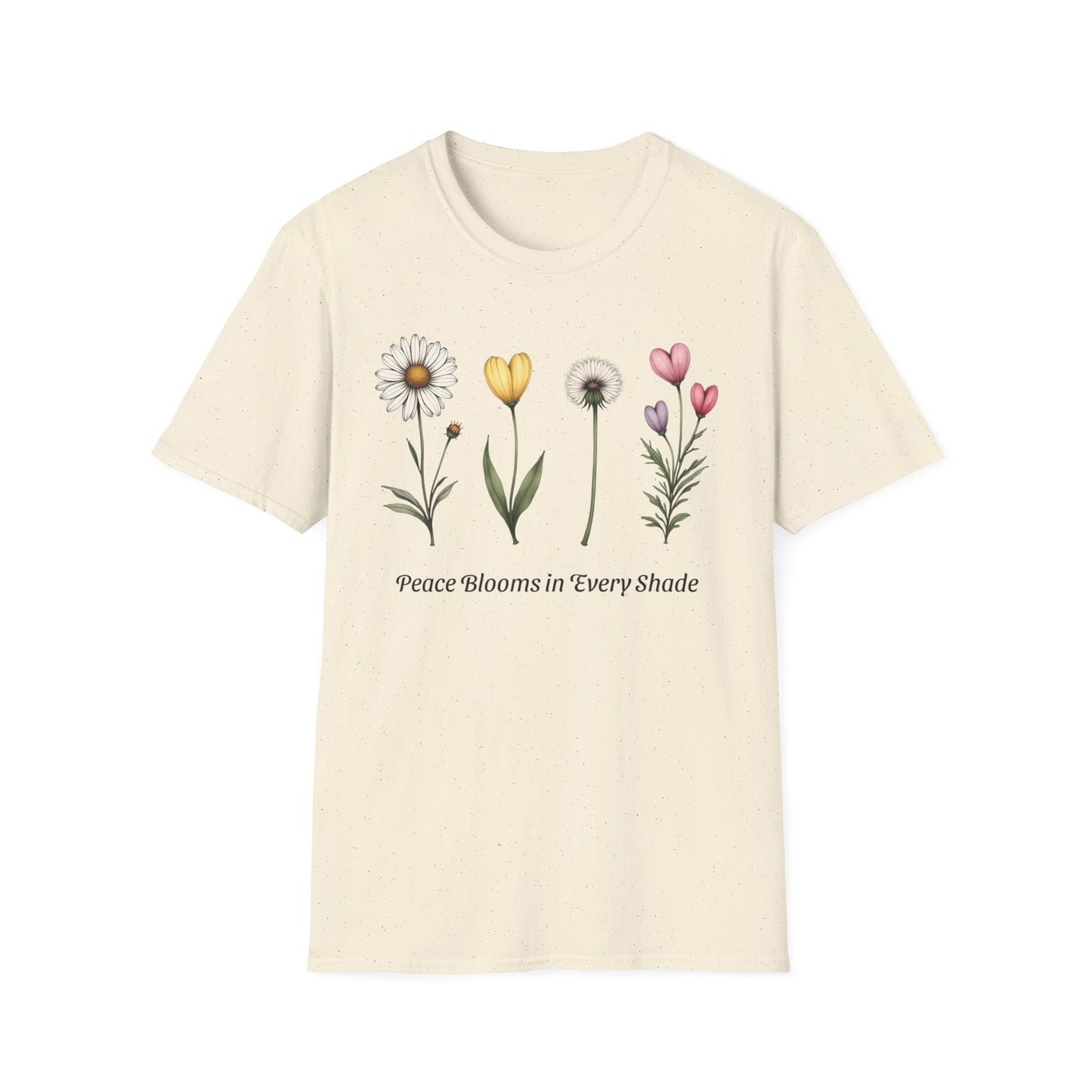 Realistic Floral Line T-Shirt - Colorful Design
