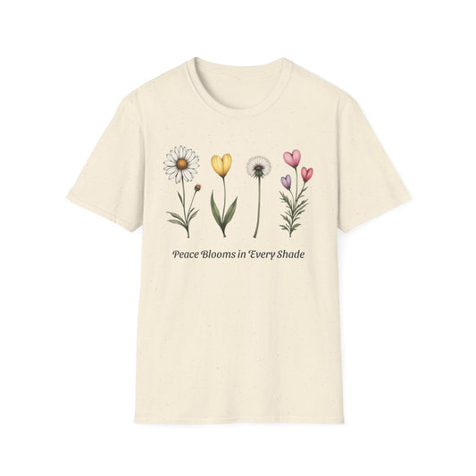 Realistic Floral Line T-Shirt - Colorful Design