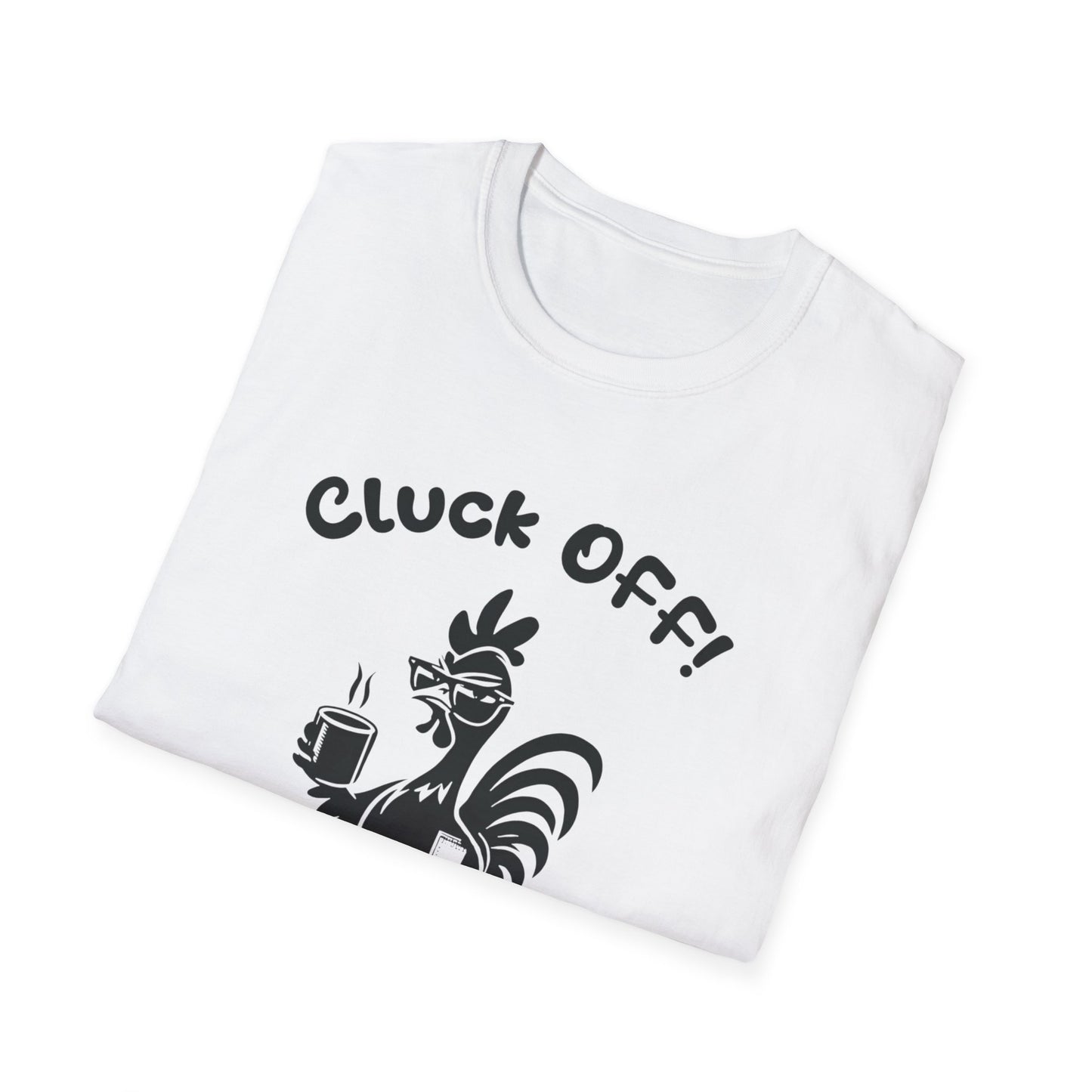 Cluck off I'm Busy - Playful Minimalistic Rooster Silhouette With Coffee And Files T-Shirt