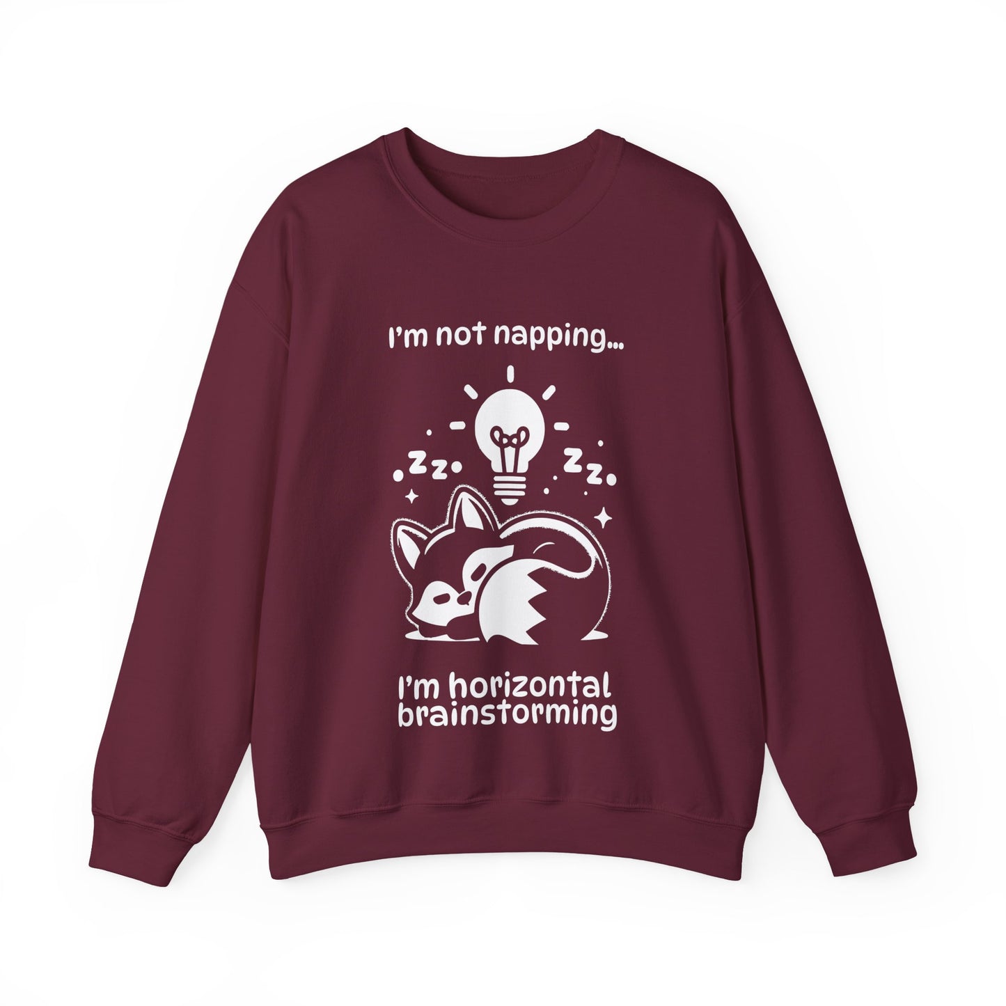 I'm Not Napping, I'm Horizontal Brainstorming - Playful Silhouette Sweatshirt