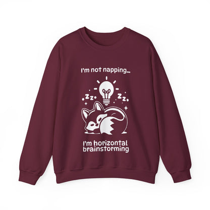 I'm Not Napping, I'm Horizontal Brainstorming - Playful Silhouette Sweatshirt