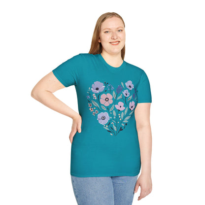 Heart Shaped Floral Arrangement T-Shirt -  Pastel Tones Design