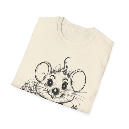 Have A Mice-Day T-Shirt - Mouse Holding Flowers Design