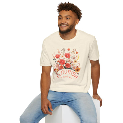 Flourish In Your Way - Watercolor Vintage Circular Floral Bouquet T-Shirt