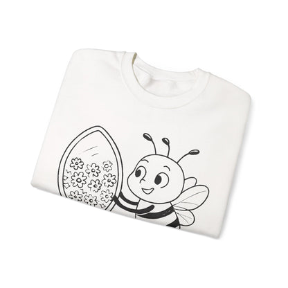 Believe In Yourself  - Chalkboard Playful Bee Gazes into Leaf Mirror Sweatshirt