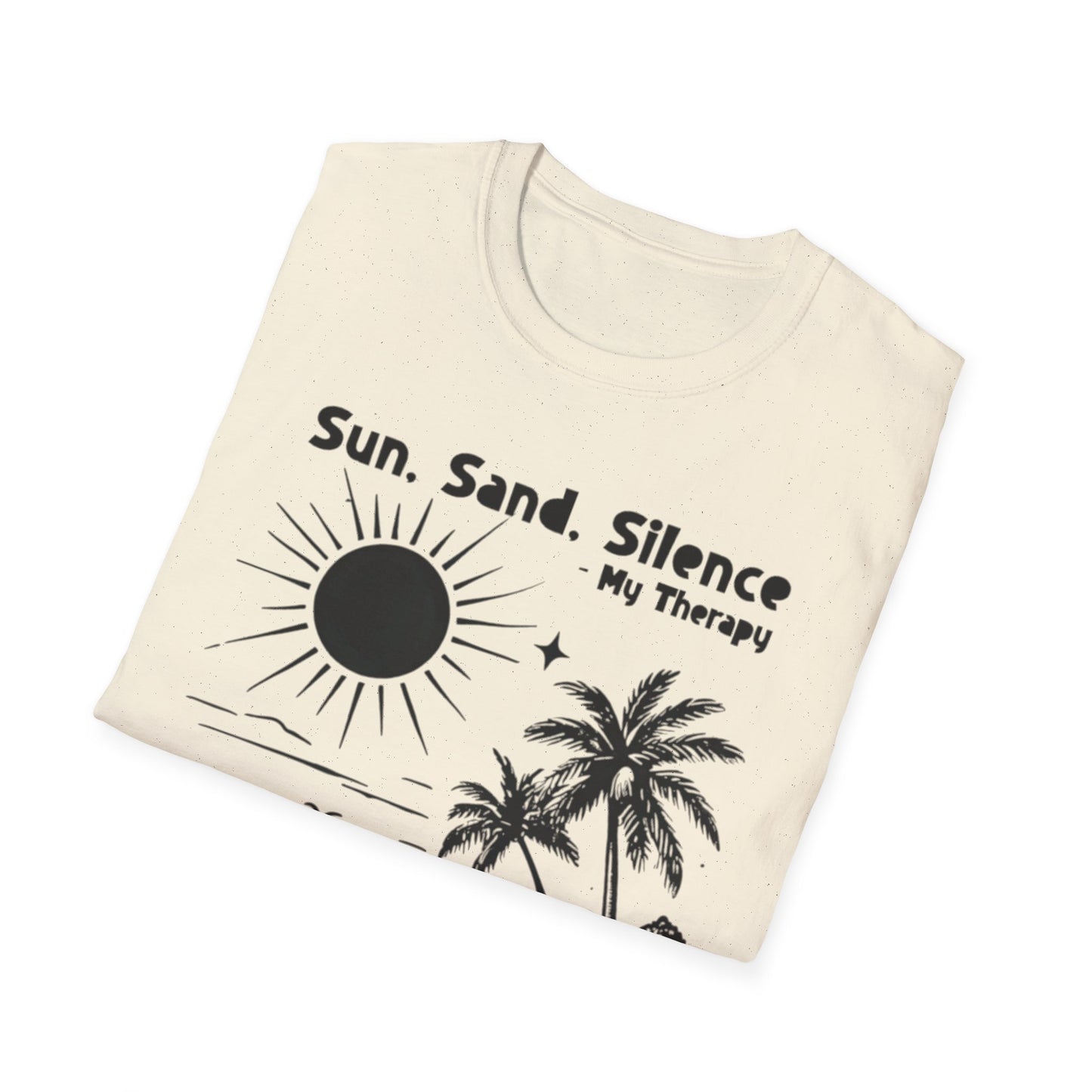 Sun Sand Silence My Therapy - Monochrome Beach Landscape T-Shirt