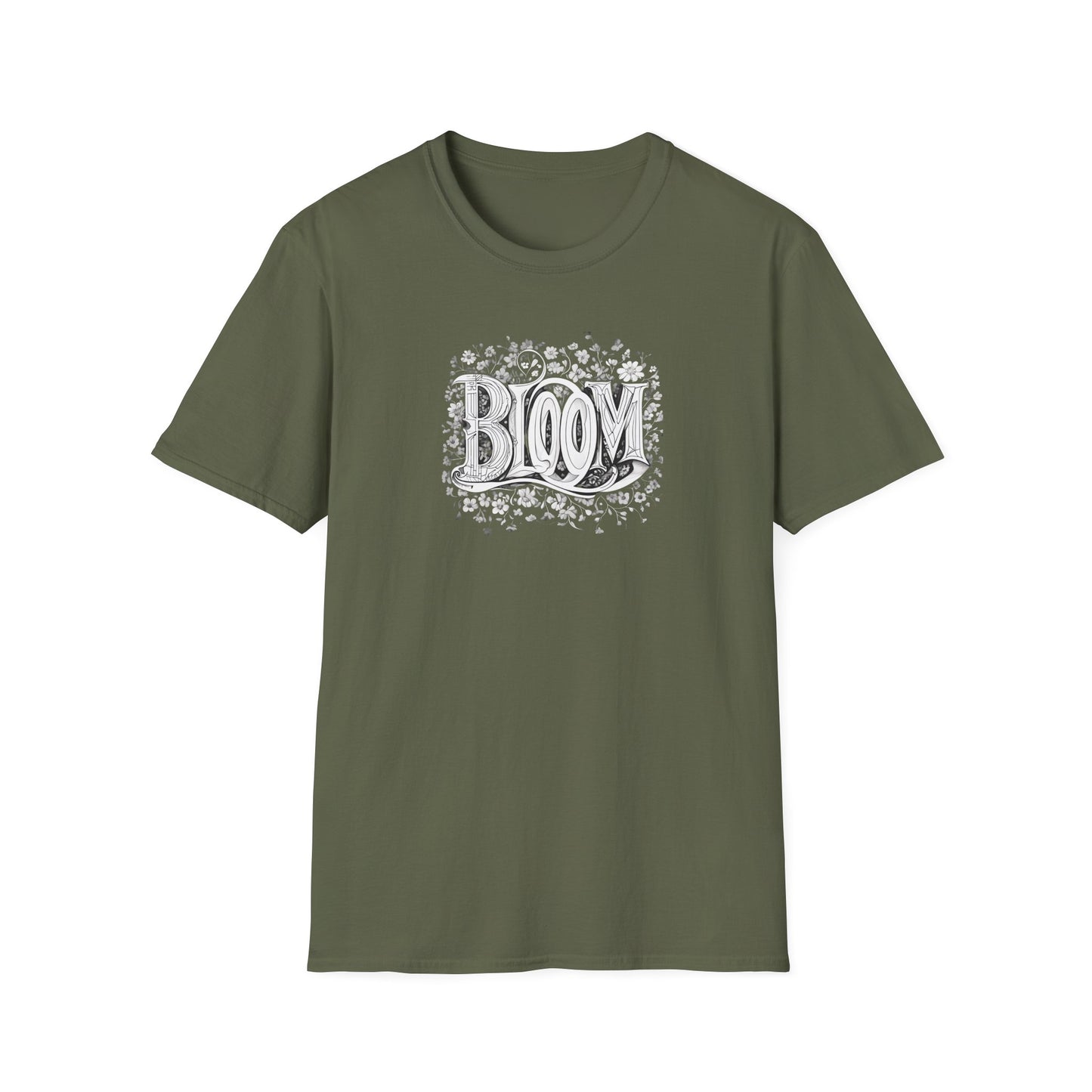 Vintage Bloom T-Shirt - Typography Monochrome Design
