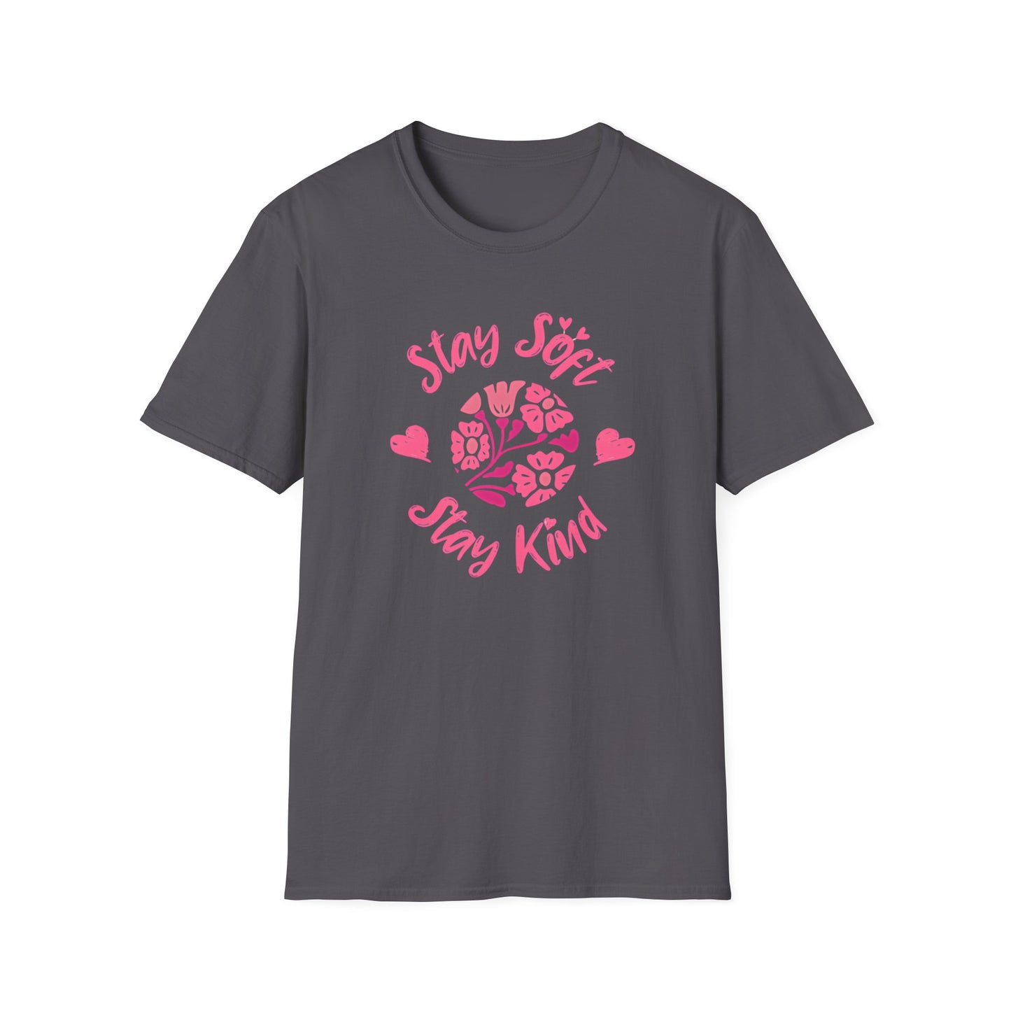 Stay Soft Stay Kind - Vibrant Boho Pink Flowers T-Shirt