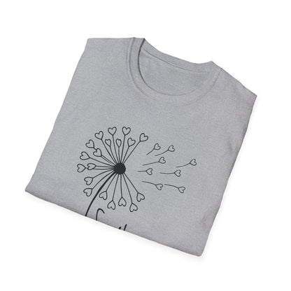 So (Sow) much love T-Shirt -Minimalistic Dandelion with Heart Shapes Design
