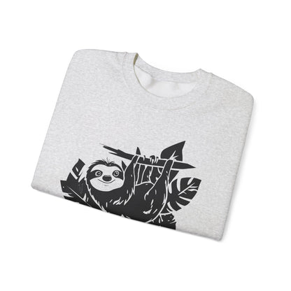 Hang In There! - Playful Minimalistic Sloth Silhouette Hanging Upside Down Sweatshirt