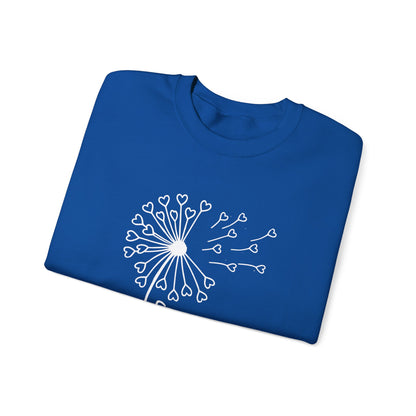 So (Sow) much love - Playful Minimalistic Dandelion with Heart Shapes Sweatshirt