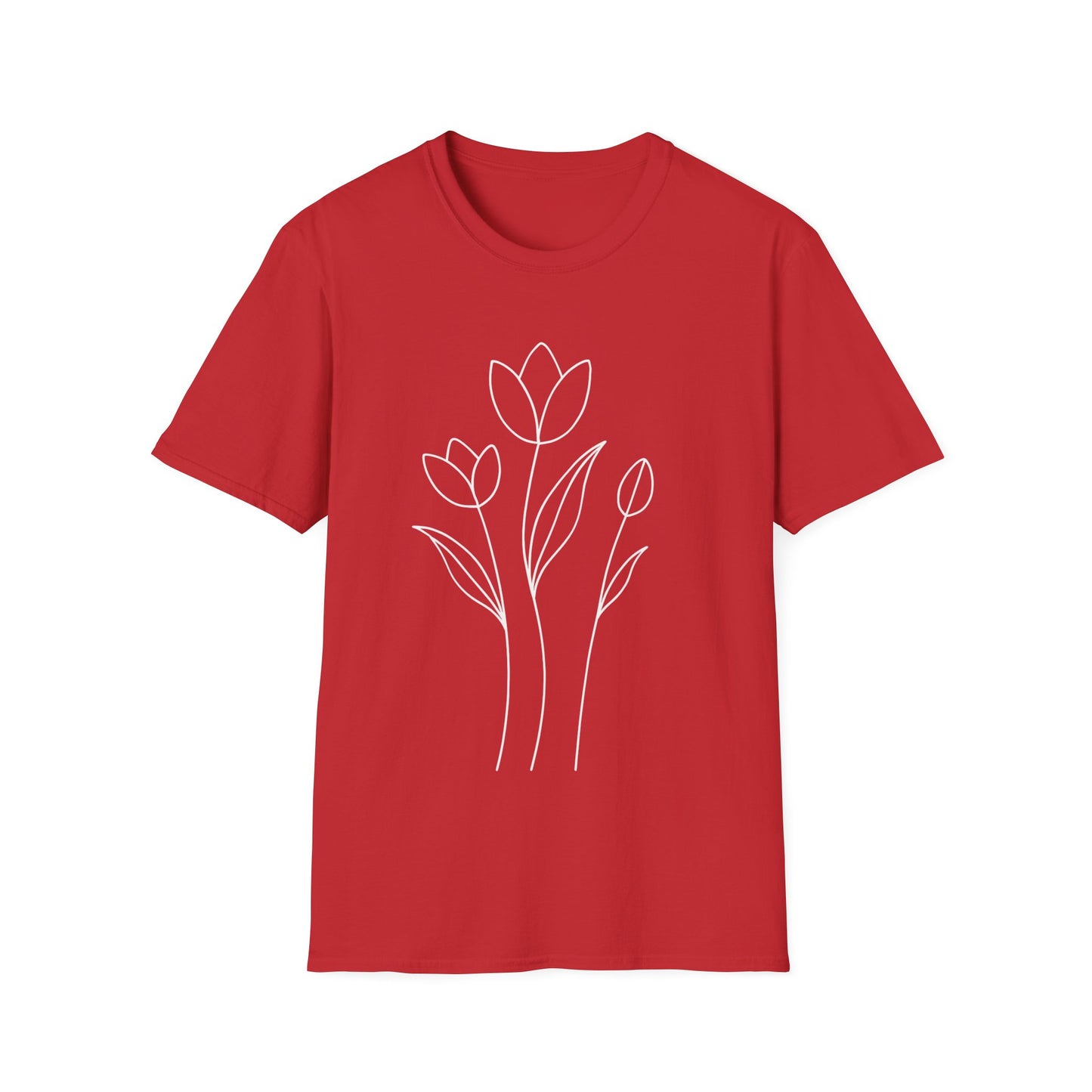 Tulip Outline T-Shirt - Line Art, Minimalistic Floral Design