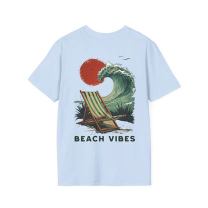 Beach Vibes -  Vintage Beach Landscape Front And Back Design T-Shirt