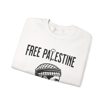 Free Palestine Free World - Man Wearing Palestinian Kuffiyah Sweatshirt