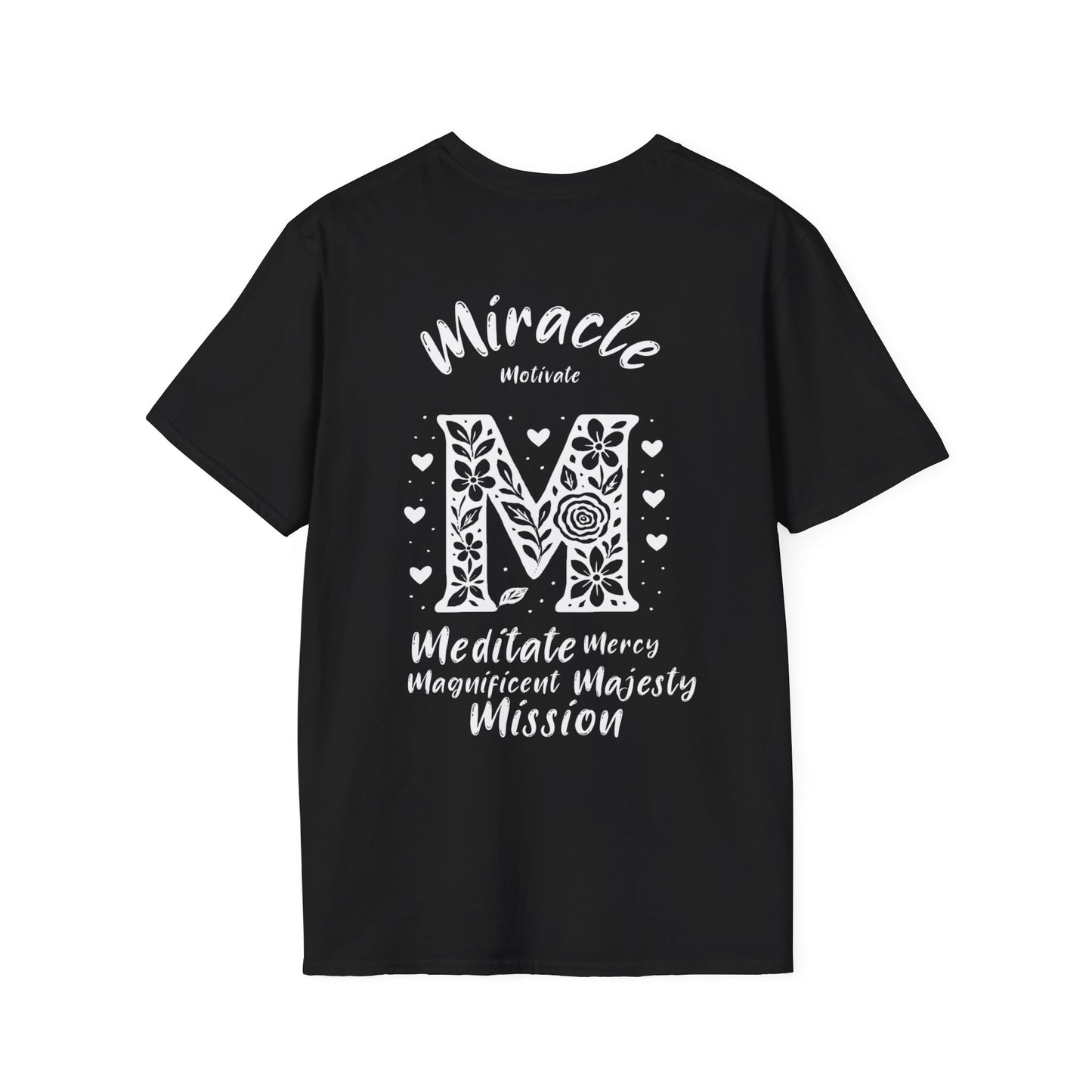 Letter M Flower T-Shirt - Letters Flowers Patterns Front And Back Design