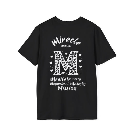 Letter M Flower T-Shirt - Letters Flowers Patterns Front And Back Design