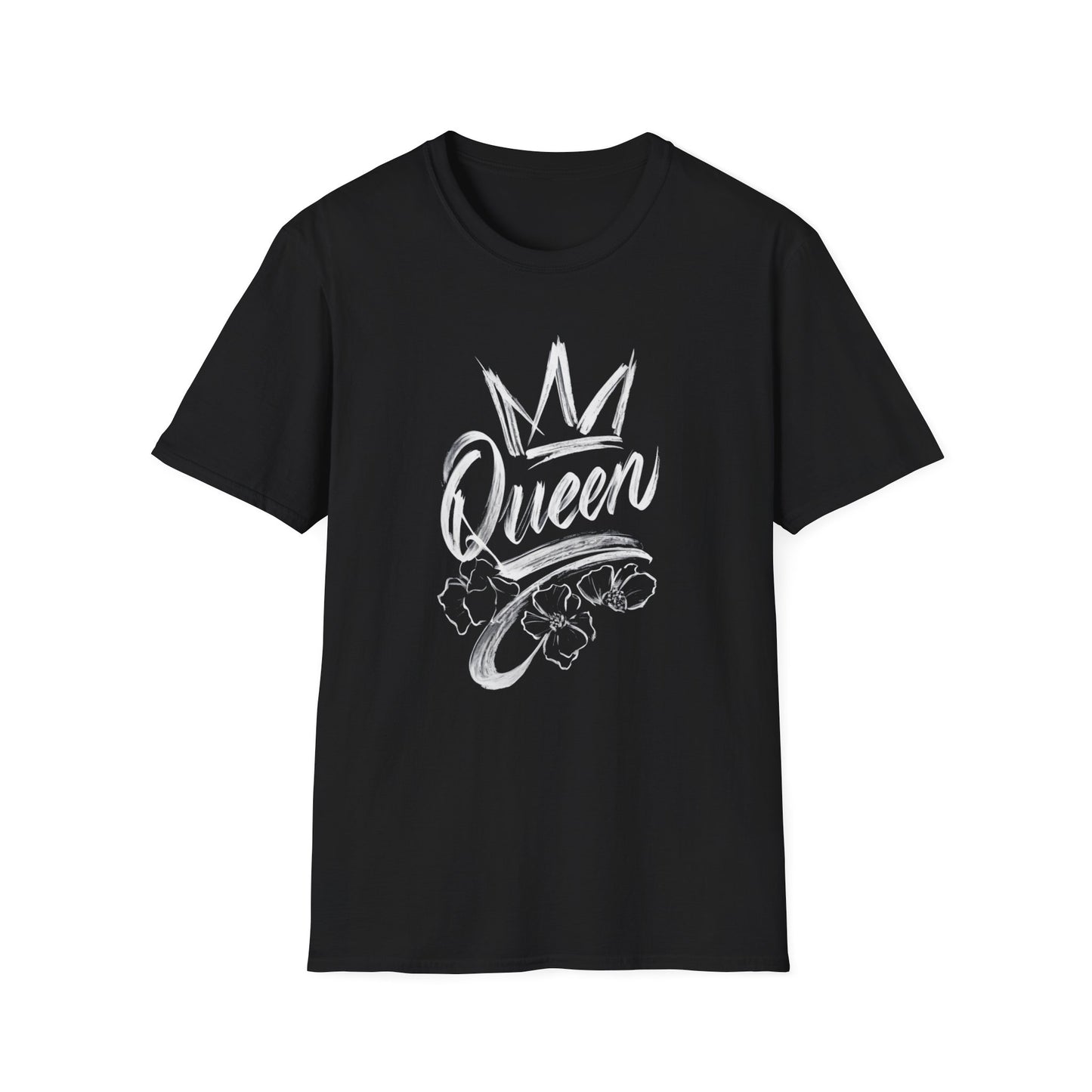 Queen T-Shirt – Chalkboard Art Crown Floral Design