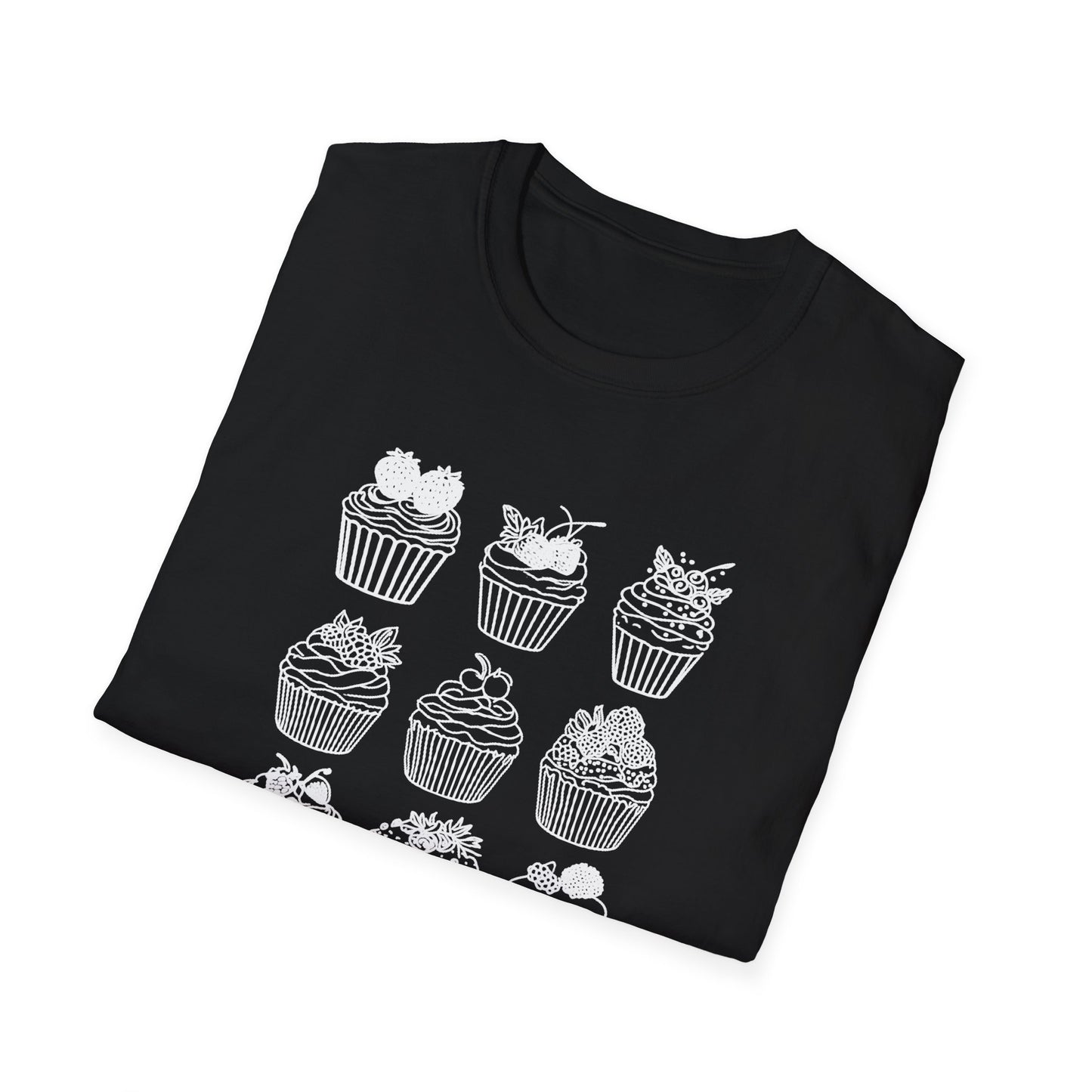 Monochrome Minimalistic Cupcake Grid T-Shirt
